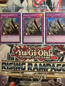 3x Solemn Judgment Super Rare MAZE-EN063 1st Edition Yugioh Playset - Image 1