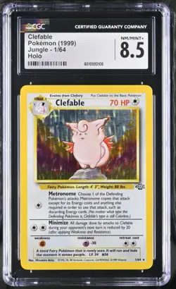 CGC 8.5 NM/MINT Pokemon Clefable 1/64 1999 Jungle - Unlimited Rare Holo *3108 - Image 1