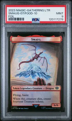 2023 MTG TALES OF MIDDLE-EARTH FOIL FOOD TOKEN-0010/SMAUG TOKEN-0007 PSA 9 - Image 1