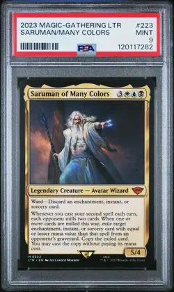 2023 MTG TALES OF MIDDLE-EARTH #223 SARUMAN OF MANY COLORS PSA 9 - Image 1
