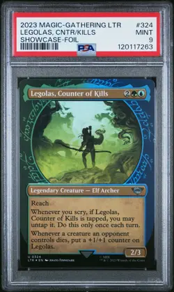 2023 MTG TALES OF MIDDLE-EARTH SC-FOIL #324 LEGOLAS, COUNTER OF KILLS PSA 9 - Image 1