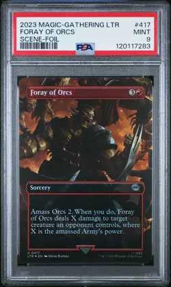 2023 MTG TALES OF MIDDLE-EARTH SCENE-FOIL #417 FORAY OF ORCS PSA 9 - Image 1