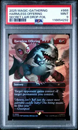 2025 MTG SECRET LAIR DROP FOIL #868 HARMLESS OFFERING PSA 9 - Image 1