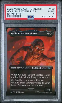 2023 MTG TALES OF MIDDLE-EARTH SCENE-FOIL #450 GOLLUM, PATIENT PLOTTER PSA 9 - Image 1