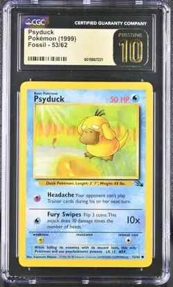 PRISTINE CGC 10 PSYDUCK 53 FOSSIL POKEMON - Image 1