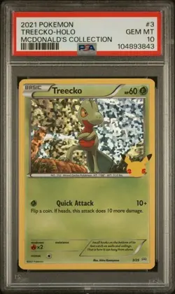 PSA 10 TREECKO 3 McDONALD'S COLLECTION HOLO POKEMON GEM MINT - Image 1