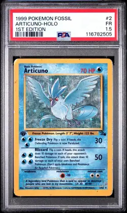 PSA 1.5 Articuno 1st Edition Fossil Holo #2 1999 Pokemon WoTC FR Fair - Image 1