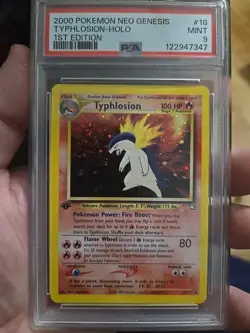 Pokemon Neo Genesis 2000 1 St Edition Typhlosion Holo Rare Card PSA 9 Mint - Image 1