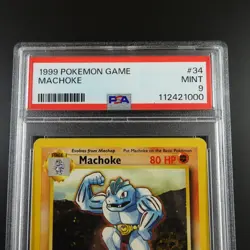 PSA 9 Machoke 34/102 Pokemon Base Set 1999 Non Holo Card - Image 2