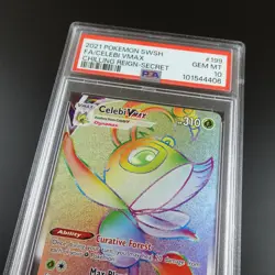 PSA 10 Celebi Vmax 199/198 Chilling Reign Rainbow Rare Holo Pokemon Card - Image 2