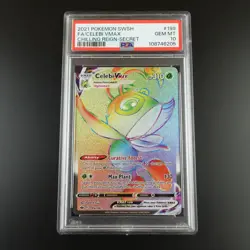 PSA 10 Celebi Vmax 199/198 Chilling Reign Rainbow Rare Holo Pokemon Card - Image 1