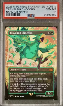 Traveling Chocobo Borderless Neon Ink Green Final Fantasy 2025 MTG Foil PSA 10 - Image 2