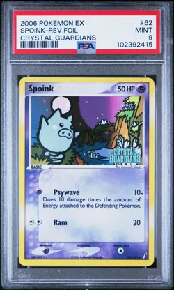 PSA 9 SPOINK 62 REVERSE FOIL EX CRYSTAL GUARDIANS POKEMON MINT - Image 1