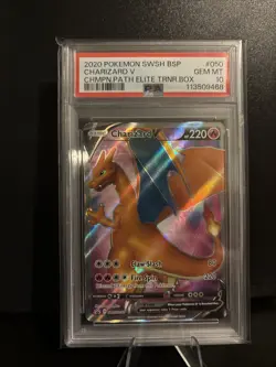 PSA 10 💎 GEM MINT Pokemon Charizard Champions Path ETB Black Star #SWSH050 - Image 1