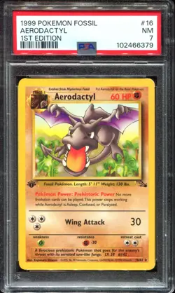 Aerodactyl 16/62 1st Edition Rare PSA 7 Fossil Set Pokemon Card - Image 1