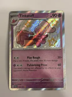 Tinkatuff Holo Pokemon Card Paldean Fates Baby Shiny #166/091 SV Near Mint - Image 1