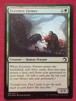 Magic The Gathering INNISTRAD MIDNIGHT HUNT FOIL ECCENTRIC FARMER green card MTG - Image 1