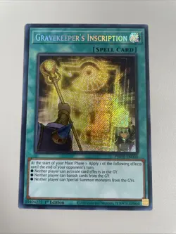 PHHY-EN000 Gravekeeper's Inscription Secret Rare 1st Edition YuGiOh Card - Image 1
