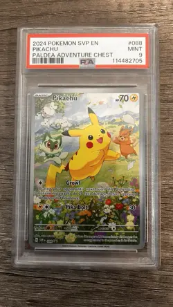 Pokemon 2024 SV Black Star Promo SVP Adventure Chest Pikachu en #88 PSA 9 Mint - Image 1