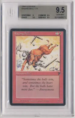 Graded Raging Bull BGS Beckett 9.5 GEM MINT Legends English 1994 WOTC MTG Magic! - Image 1