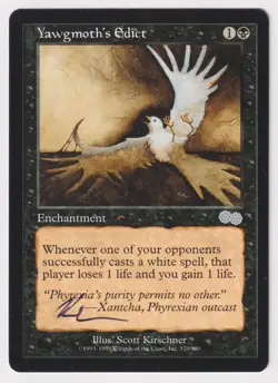 Signed Yawgmoth's Edict Proof MP Urza's Saga Artist Scott Kirschner MTG Magic AP - Image 1