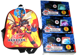 Bakugan Battle Brawlers Backpack + 3 Card Power House Boxed Pyrus Sets 2008 Lot - Image 1