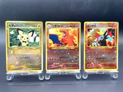 3 Set Charizard Pichu Entei Neo Premium File 2 Holo Japanese Pokemon Card #2 - Image 1