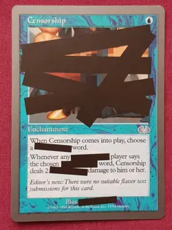 Magic The Gathering UNGLUED CENSORSHIP blue card MTG - Image 1