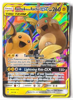 NM - Raichu & Alolan Raichu GX 54/236 Unified Minds - Ultra Rare Pokemon TCG: - Image 1