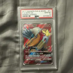 Pokemon TCG Entei GX Full Art Holo Ultra Rare Card 71/73 Shining Legends PSA 10 - Image 1