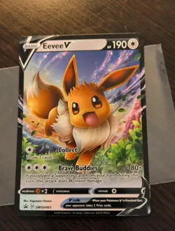 ⭐Pokemon TCG Sword & Shield Black Star Promo Card - Eevee V SWSH065 Holo - NM - Image 1