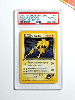 Pokemon PSA 10 Rocket's Zapdos #15 Holo 1st Edition Gym Challenge 2000 English - Image 1