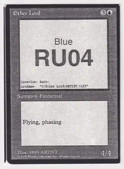 Ether Lord LP Mirage Playtest Card RU04 1995 WOTC MTG Magic Vintage Blue Rare! - Image 1
