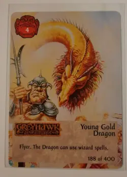 TSR Spellfire CCG 1st Ed. YOUNG GOLD DRAGON Card #188 of 400 Greyhawk - Image 1
