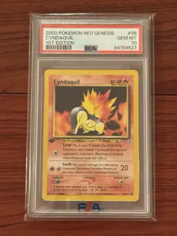 2000 Pokemon Neo Genesis 1st Edition Cyndaquil #56 PSA 10 - Image 3