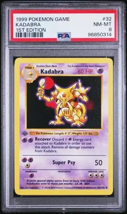 1999 POKEMON GAME 32 KADABRA 1ST EDITION PSA 8 Nm-Mt - Image 1