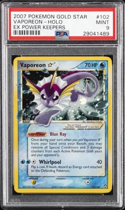 2007 POKEMON EX POWER KEEPERS GOLD STAR #102 VAPOREON-HOLO PSA 9 - Image 1