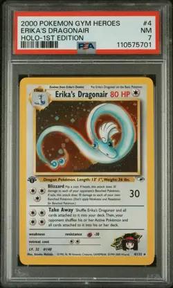 ERIKA'S DRAGONAIR 4/132 1st Edition Gym Heroes Holo Rare 2000 Pokemon Card PSA 7 - Image 5