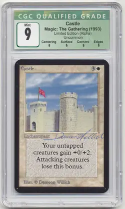 Graded Blue Signed Castle CGC 9 MINT QUAD Alpha Artist Dameon Willich MTG Magic! - Image 1