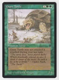 Gold Signed Giant Turtle LP Legends English Artist Jeff A. Menges 1994 MTG Magic - Image 1