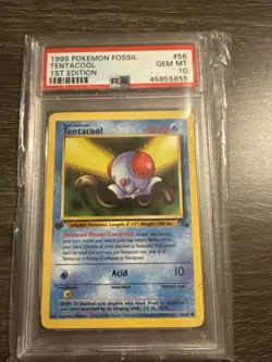 Pokemon Fossil 1999 1st Edition Tentacool #56 PSA 10 - Image 1