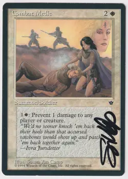 Signed Combat Medic MP Fallen Empires Artist Susan Van Camp 1994 WOTC MTG Magic! - Image 1