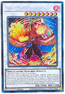 Yugioh BODE-EN045 Zoroa, the Magistus Conflagrant Calamity Secret Rare 1st Mint - Image 1