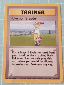 Pokemon Breeder 76/102 Rare: Base Set Pokemon Trading Card Game TCG - Image 1