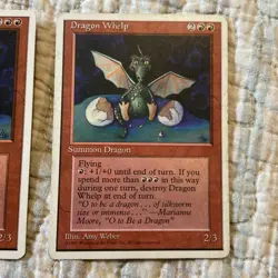 Lot of 2 DRAGON WHELP, Vintage 1993 MTG Unlimited Edition, Red - Image 3