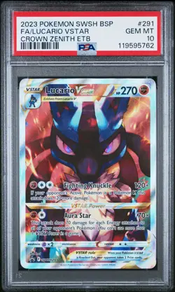 2023 POKEMON BLACK STAR PROMO SWSH 291 FA/LUCARIO VSTAR CROWN ZENITH PSA 10 - Image 1