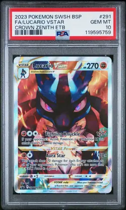 2023 POKEMON BLACK STAR PROMO SWSH 291 FA/LUCARIO VSTAR CROWN ZENITH PSA 10 - Image 1