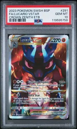 2023 POKEMON BLACK STAR PROMO SWSH 291 FA/LUCARIO VSTAR CROWN ZENITH PSA 10 - Image 1
