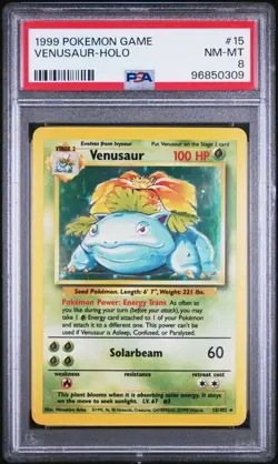 1999 POKEMON GAME 15 VENUSAUR-HOLO PSA 8 Nm-Mt - Image 1