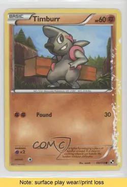 Timburr Pokemon Black & White Base Set #58 READ 0b3 - Image 1